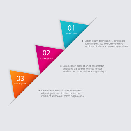 Vector colorful info graphics for your business presentations. Can be used for info graphics, graphic or website layout vector, numbered banners, diagram, horizontal cutout lines, web design.のイラスト素材