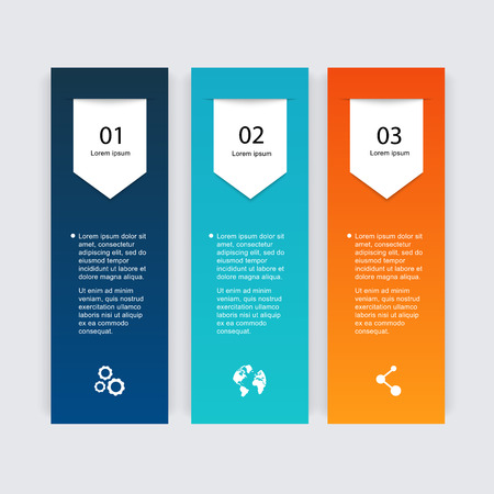 Vector colorful info graphics for your business presentations. Can be used for info graphics, graphic or website layout vector, numbered banners, diagram, horizontal cutout lines, web design.のイラスト素材
