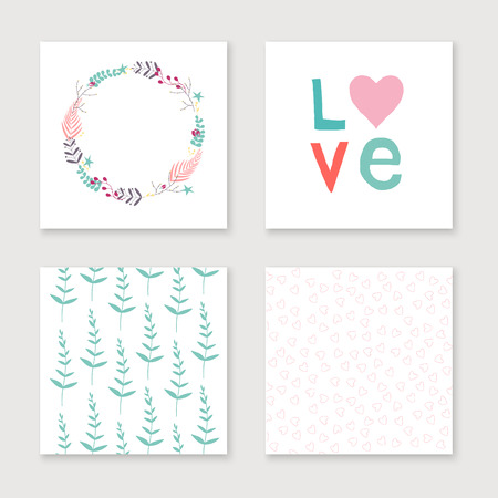 Cards collection for valentines day, birthday, save the date invitation.のイラスト素材