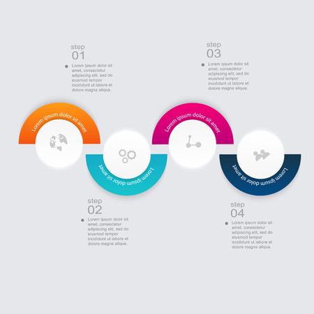 Vector colorful info graphics for your business presentations. Can be used for info graphics, graphic or website layout vector, numbered banners, diagram, horizontal cutout lines, web design.のイラスト素材