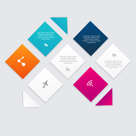 Vector colorful info graphics for your business presentations. Can be used for info graphics, graphic or website layout vector, numbered banners, diagram, horizontal cutout lines, web design.のイラスト素材