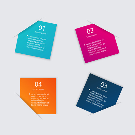 Set of colorful text box with steps, trendy colors. Vector illustration can be used for workflow layout, diagram, number options, web design.のイラスト素材