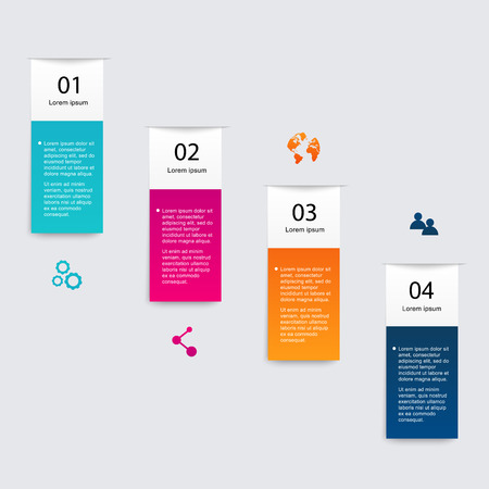 Vector colorful info graphics for your business presentations. Can be used for info graphics, graphic or website layout vector, numbered banners, diagram, horizontal cutout lines, web design.のイラスト素材