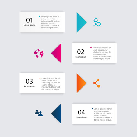 Vector colorful info graphics for your business presentations. Can be used for info graphics, graphic or website layout vector, numbered banners, diagram, horizontal cutout lines, web design.のイラスト素材