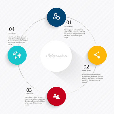 Vector colorful info graphics for your business presentations. Can be used for info graphics, graphic or website layout vector, numbered banners, diagram, horizontal cutout lines, web design.のイラスト素材