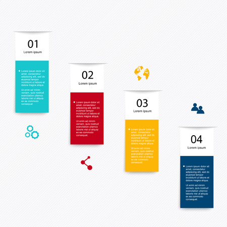 Vector colorful info graphics for your business presentations. Can be used for info graphics, graphic or website layout vector, numbered banners, diagram, horizontal cutout lines, web design.のイラスト素材