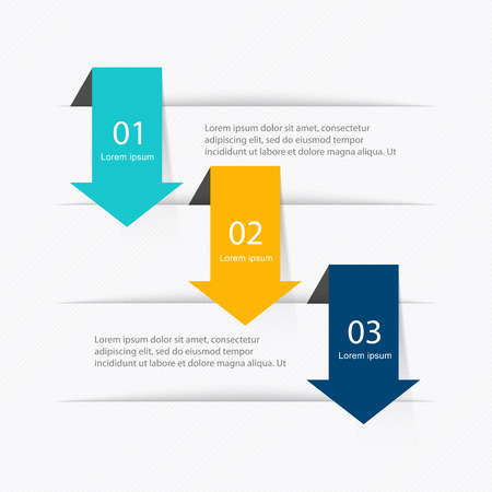 Vector colorful info graphics for your business presentations. Can be used for info graphics, graphic or website layout vector, numbered banners, diagram, horizontal cutout lines, web design.のイラスト素材