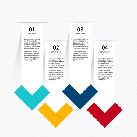 Vector colorful info graphics for your business presentations. Can be used for info graphics, graphic or website layout vector, numbered banners, diagram, horizontal cutout lines, web design.のイラスト素材