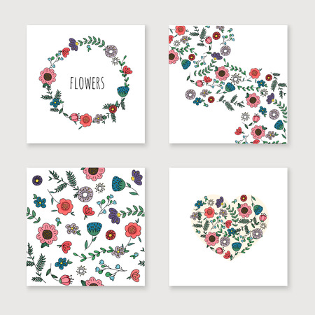 Wedding invitation card set. Thank you card, save the date cards, RSVP card, just married card.のイラスト素材