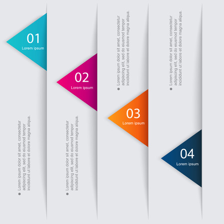 Vector colorful info graphics for your business presentations. Can be used for info graphics, graphic or website layout vector, numbered banners, diagram, horizontal cutout lines, web design.のイラスト素材