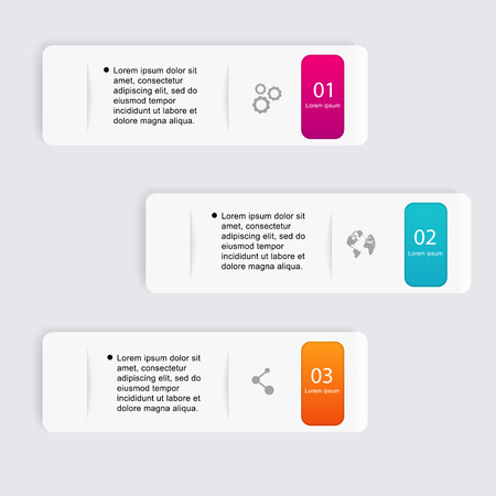 Vector colorful info graphics for your business presentations. Can be used for info graphics, graphic or website layout vector, numbered banners, diagram, horizontal cutout lines, web design.のイラスト素材