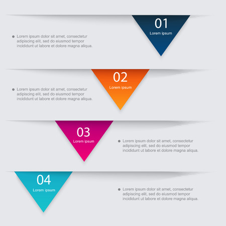 Vector colorful info graphics for your business presentations. Can be used for info graphics, graphic or website layout vector, numbered banners, diagram, horizontal cutout lines, web design.のイラスト素材