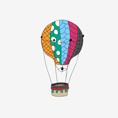 Hand drawn retro air balloonのイラスト素材