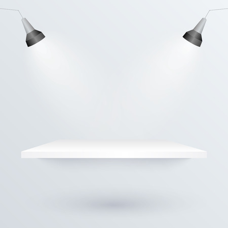 White podium and spotlights to place product. vector illustrationのイラスト素材