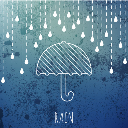 Raining and umbrella on a vintage blur background. Vector illustration.のイラスト素材
