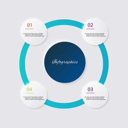 Infographics elements in modern flat business style. Can be used for info graphics, graphic or website layout vector, numbered banners, diagram, flyer, corporate report, marketing etc, web.のイラスト素材