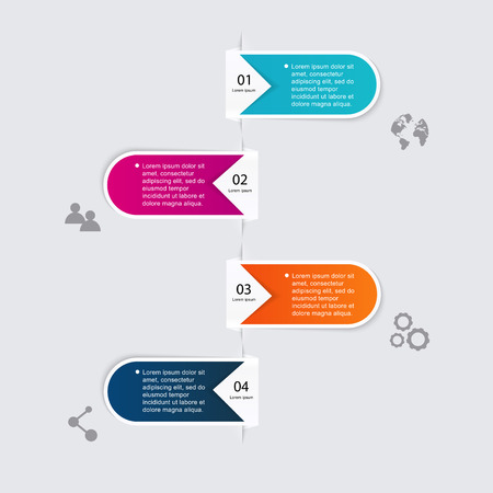 Infographics elements in modern flat business style. Can be used for info graphics, graphic or website layout vector, numbered banners, diagram, flyer, corporate report, marketing etc, web.のイラスト素材