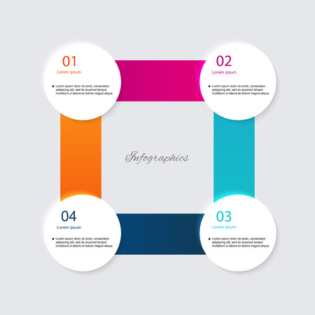 Infographics elements in modern flat business style. Can be used for info graphics, graphic or website layout vector, numbered banners, diagram, flyer, corporate report, marketing etc, web.のイラスト素材