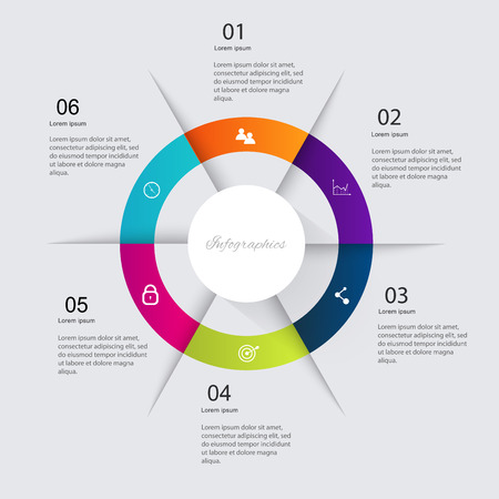 Infographics elements in modern flat business style. Can be used for info graphics, graphic or website layout vector, numbered banners, diagram, flyer, corporate report, marketing etc, web.のイラスト素材
