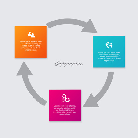 Infographics elements in modern flat business style. Can be used for info graphics, graphic or website layout vector, numbered banners, diagram, flyer, corporate report, marketing etc, web.のイラスト素材