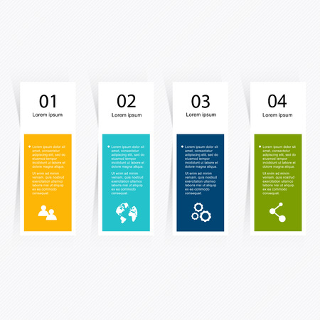 Infographic elements in modern flat business style. Can be used for info graphics, graphic or website layout vector, numbered banners, diagram, flyer, corporate report, marketing etc, web.のイラスト素材