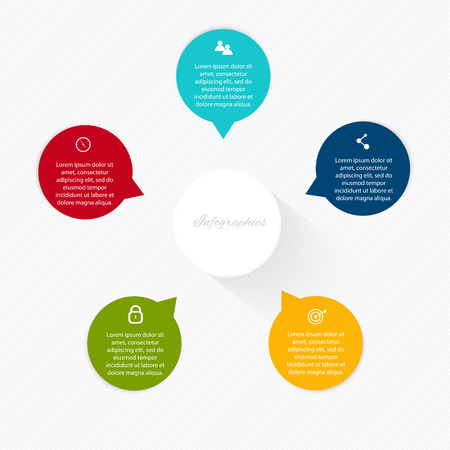Infographic elements in modern flat business style. Can be used for info graphics, graphic or website layout vector, numbered banners, diagram, flyer, corporate report, marketing etc, web.のイラスト素材