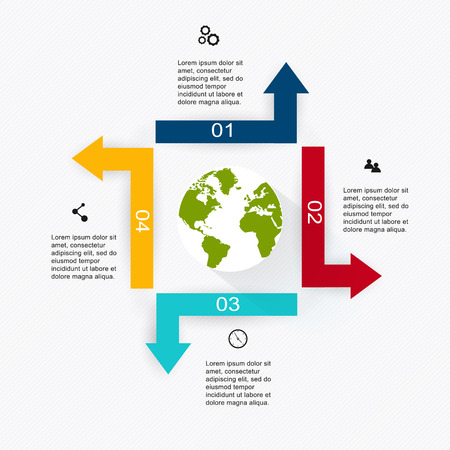 Infographic elements in modern flat business style. Can be used for info graphics, graphic or website layout vector, numbered banners, diagram, flyer, corporate report, marketing etc, web.のイラスト素材