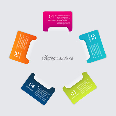Infographics elements in modern flat business style. Can be used for info graphics, graphic or website layout vector, numbered banners, diagram, flyer, corporate report, marketing etc, web.のイラスト素材