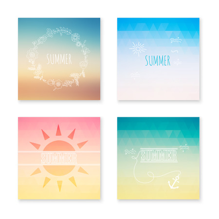 Cards collection of summer colored abstract background. Vector illustration.のイラスト素材