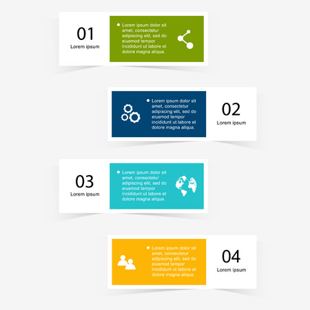 Vector colorful info graphics for your business presentations. Can be used for info graphics, graphic or website layout vector, numbered banners, diagram, horizontal cutout lines, web design.のイラスト素材