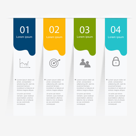 Vector colorful info graphics for your business presentations. Can be used for info graphics, graphic or website layout vector, numbered banners, diagram, horizontal cutout lines, web design.のイラスト素材