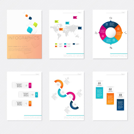 Set of infographics elements in modern flat business style. Can be used for info graphics, graphic or website layout vector, numbered banners, diagram, flyer, corporate report, marketing etc, web.のイラスト素材
