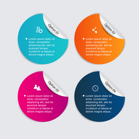 Vector colorful info graphics for your business presentations. Can be used for info graphics, graphic or website layout vector, numbered banners, diagram, horizontal cutout lines, web design.のイラスト素材