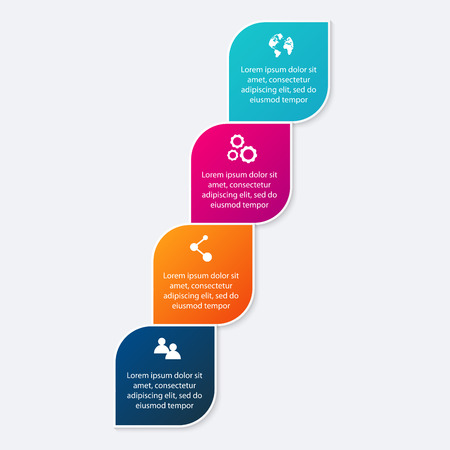 Vector colorful info graphics for your business presentations. Can be used for info graphics, graphic or website layout vector, numbered banners, diagram, horizontal cutout lines, web design.のイラスト素材