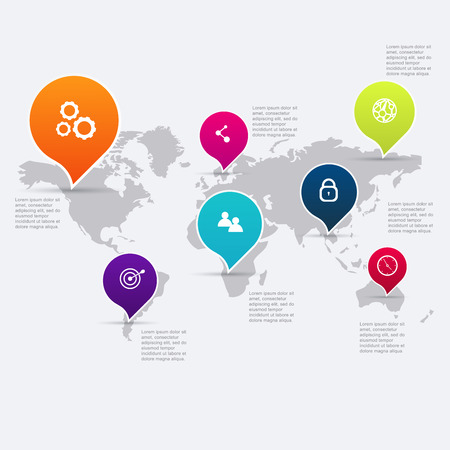 Vector colorful info graphics for your business presentations. Can be used for info graphics, graphic or website layout vector, numbered banners, diagram, horizontal cutout lines, web design.のイラスト素材