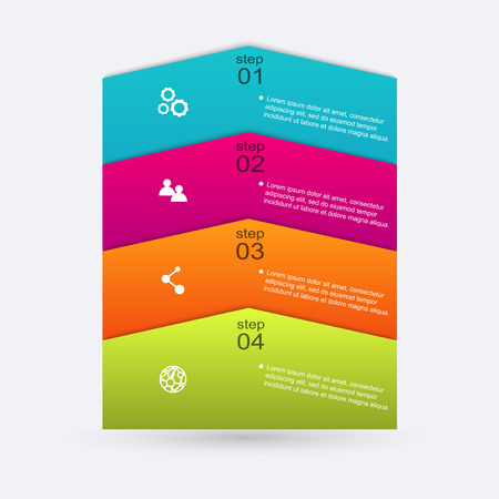 Vector colorful info graphics for your business presentations. Can be used for info graphics, graphic or website layout vector, numbered banners, diagram, horizontal cutout lines, web design.のイラスト素材