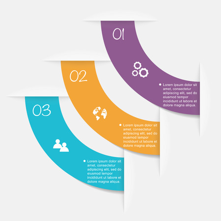 Vector colorful info graphics for your business presentations. Can be used for info graphics, graphic or website layout vector, numbered banners, diagram, horizontal cutout lines, web design.のイラスト素材