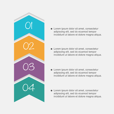 Vector colorful info graphics for your business presentations. Can be used for info graphics, graphic or website layout vector, numbered banners, diagram, horizontal cutout lines, web design.のイラスト素材