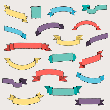 Set of design elements banners ribbons. Vector illustration.のイラスト素材