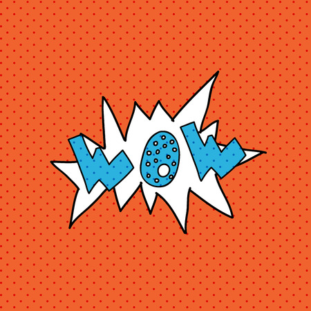 Wow. Comics pop art style blank layout template with clouds beams. Concept vector for web and mobile applications.のイラスト素材