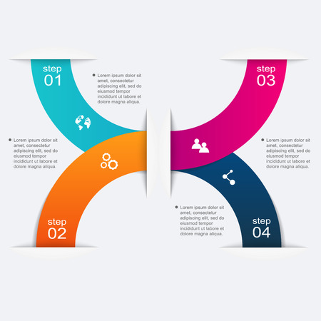 Vector colorful info graphics for your business presentations. Can be used for info graphics, graphic or website layout vector, numbered banners, diagram, horizontal cutout lines, web design.のイラスト素材