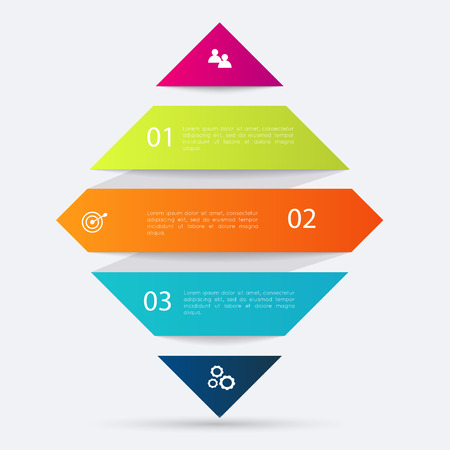 Vector colorful info graphics for your business presentations. Can be used for info graphics, graphic or website layout vector, numbered banners, diagram, horizontal cutout lines, web design.のイラスト素材