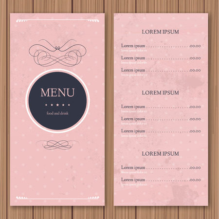 Restaurant or cafe menu vector design template vintage style. Flourishes calligraphic.のイラスト素材