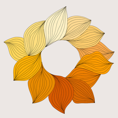 Wreath from yellow leaves. Template for wedding, mothers day, birthday, invitations. Vector illustration.のイラスト素材