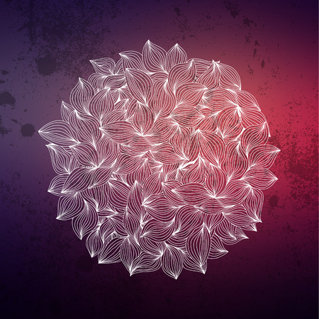 Abstract wavy hand-drawn object. Circle background. Template for design and decoration.のイラスト素材