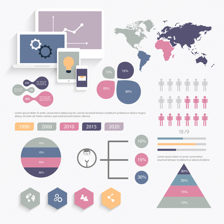 Illustration pour Set of infographics elements in modern flat business style.  - image libre de droit