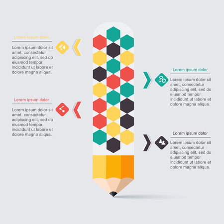 Business education pencil staircase Infographics option. のイラスト素材