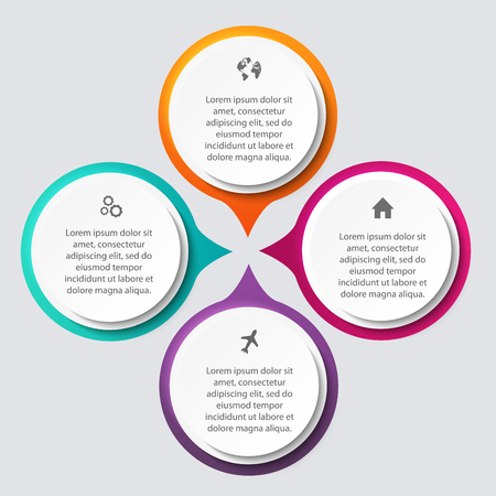 Vector colorful info graphics for your business presentations. Can be used for info graphics, graphic or website layout vector, numbered banners, diagram, horizontal cutout lines, web design.のイラスト素材