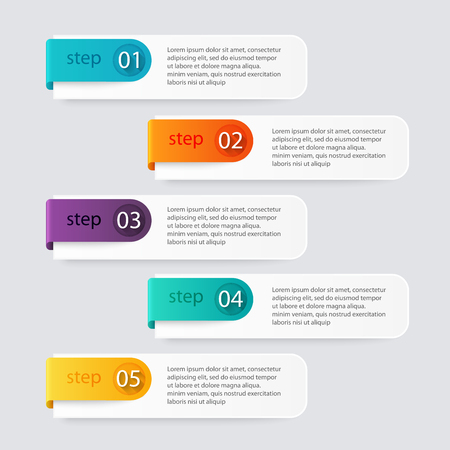 Vector colorful info graphics for your business presentations. Can be used for info graphics, graphic or website layout vector, numbered banners, diagram, horizontal cutout lines, web design.のイラスト素材