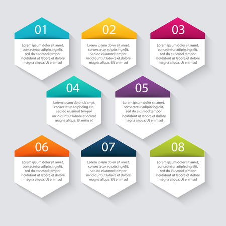 Vector colorful info graphics for your business presentations. Can be used for info graphics, graphic or website layout vector, numbered banners, diagram, horizontal cutout lines, web design.のイラスト素材